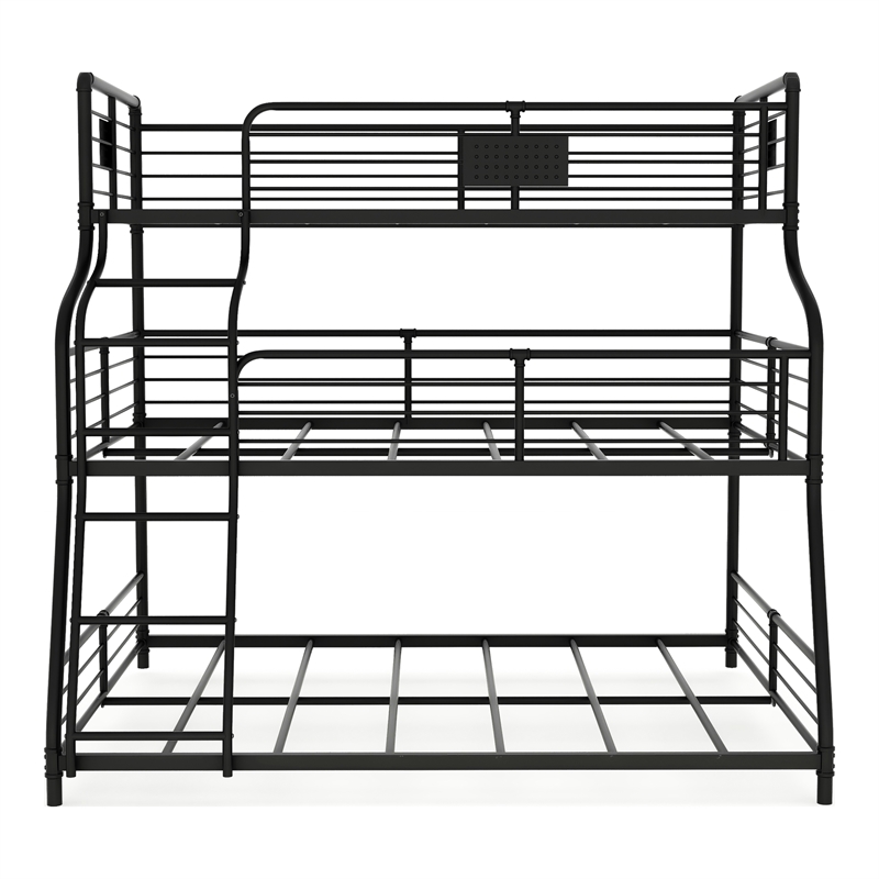 Furniture of America Bryon Metal Twin/Full/Queen Triple Bunk Bed in Black