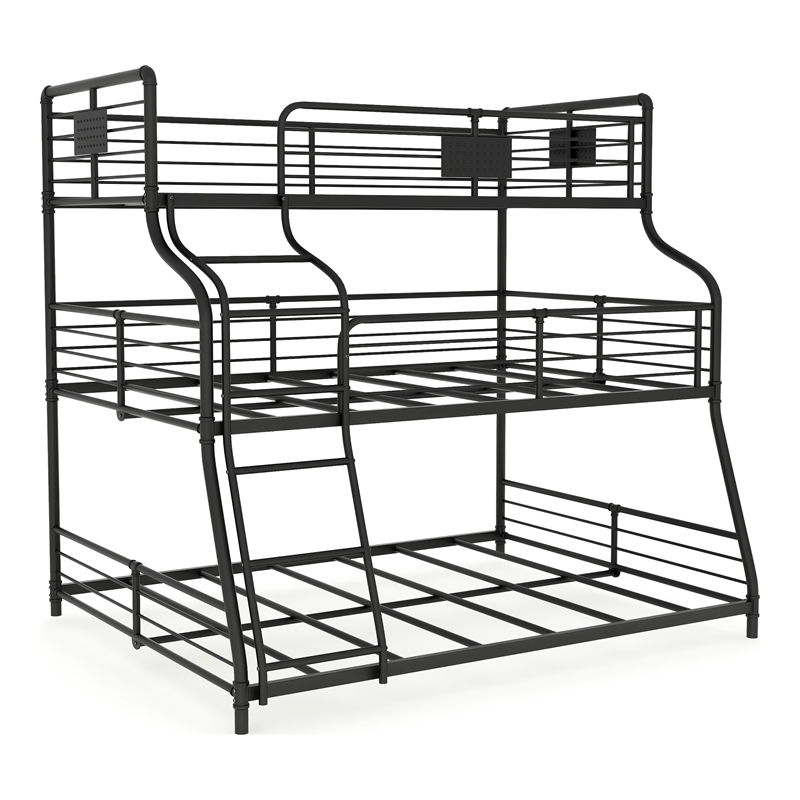 Furniture of America Bryon Metal Twin/Full/Queen Triple Bunk Bed in Black