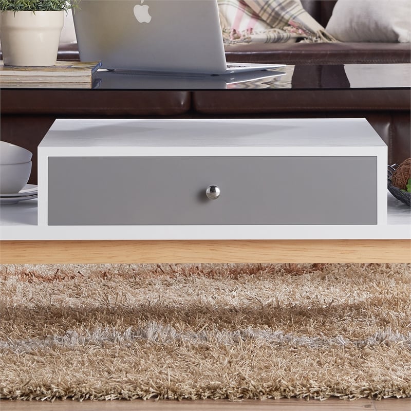 Furniture of America Lana Mid-Century Glass Top Coffee Table in Gray