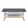 Furniture of America Lana Mid-Century Glass Top Coffee Table in Gray