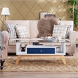 Furniture of America Lana Mid-Century Glass Top Coffee Table in Navy