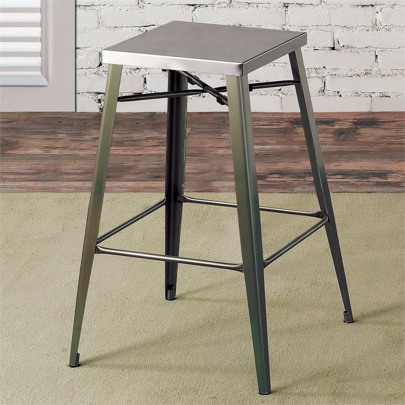 Furniture of America Roth 26-Inch Metal Bar Stool in Gray Gunmetal (Set of 2)