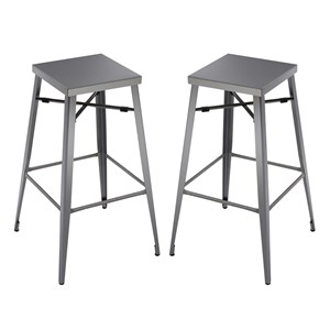 Furniture of America Roth 30-Inch Metal Bar Stool in Gray Gunmetal (Set of 2)