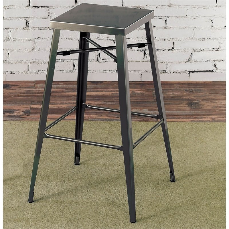 Furniture of America Roth 30-Inch Metal Bar Stool in Gray Gunmetal (Set of 2)