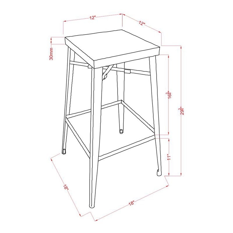 Furniture of America Roth 30-Inch Metal Bar Stool in Gray Gunmetal (Set of 2)