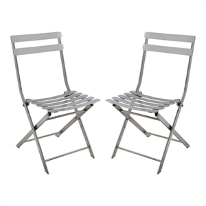 Furniture of America Mina Metal Side Chair in Silver Gun Metal (Set of 2)