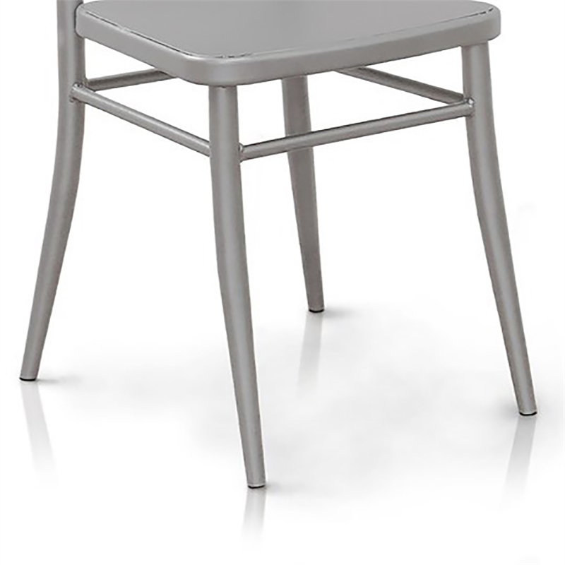 Furniture of America Balucci Metal Dining Chair in Silver (Set of 2)