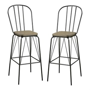 Furniture of America Chelsea Metal Windsor Bar Stool in Black (Set of 2)