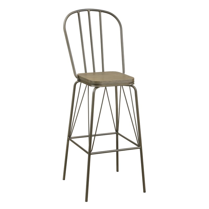 Furniture of America Chelsea Metal Windsor Bar Stool in Bronze (Set of 2)