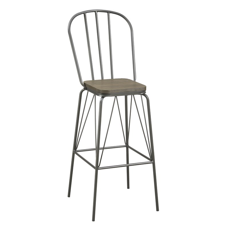 Furniture of America Chelsea Metal Windsor Bar Stool in Gray (Set of 2)