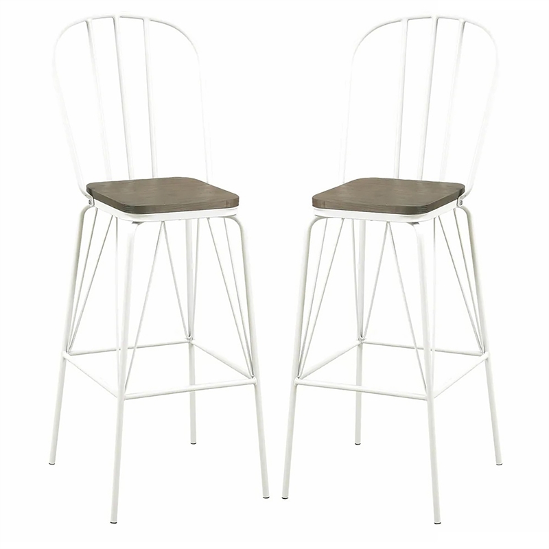 Furniture of America Chelsea Metal Windsor Bar Stool in White (Set of 2)