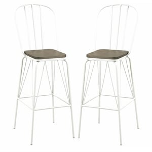 Furniture of America Chelsea Metal Windsor Bar Stool in White (Set of 2)