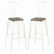 Furniture of America Chelsea Metal Windsor Bar Stool in White (Set of 2)