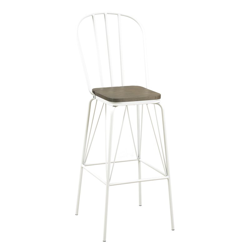 Furniture of America Chelsea Metal Windsor Bar Stool in White (Set of 2)