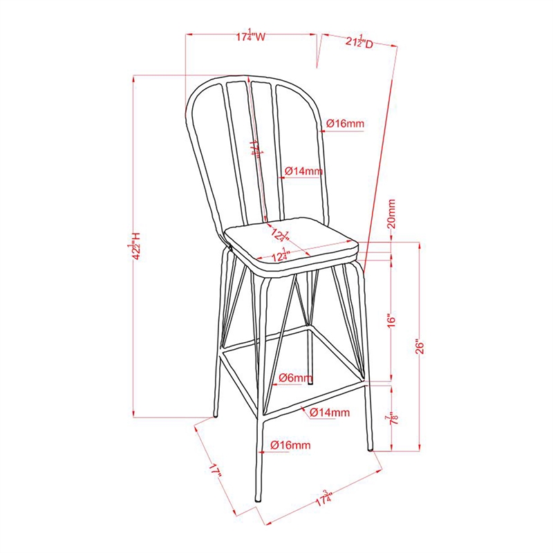 Furniture of America Chelsea Metal Windsor Pub Chair in White (Set of 2)