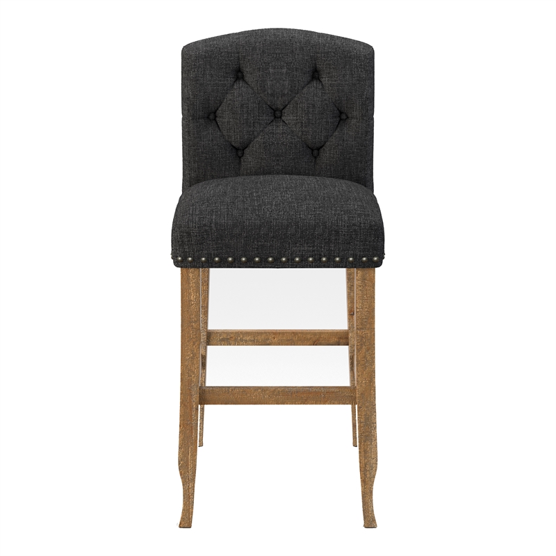 Furniture of America Liston Rustic Fabric Bar Stool in Dark Gray (Set of 2)