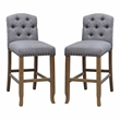 Furniture of America Liston Rustic Fabric Bar Stool in Light Gray (Set of 2)