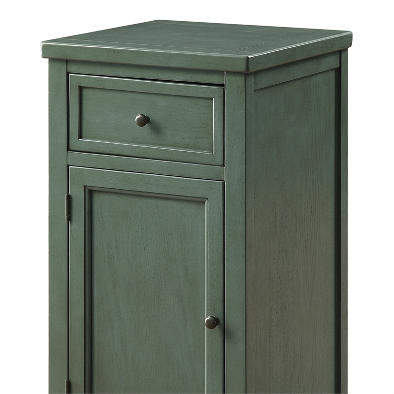 Furniture of America Jennifer Wood 1-Drawer Side Table in Antique Teal Blue