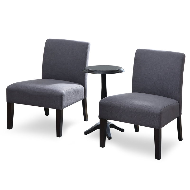 Furniture of America Lapira Wood 3-Piece Accent Table and Chair Set in Gray