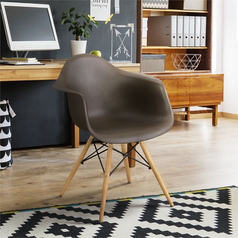 Furniture of America Ashton Plastic Dining Arm Chair in Brown (Set of 2)