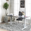 Furniture of America Seantay Metal Adjustable Long Desk with USB in Gray