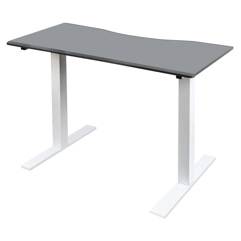 Furniture of America Seantay Metal Adjustable Short Desk with USB in Gray