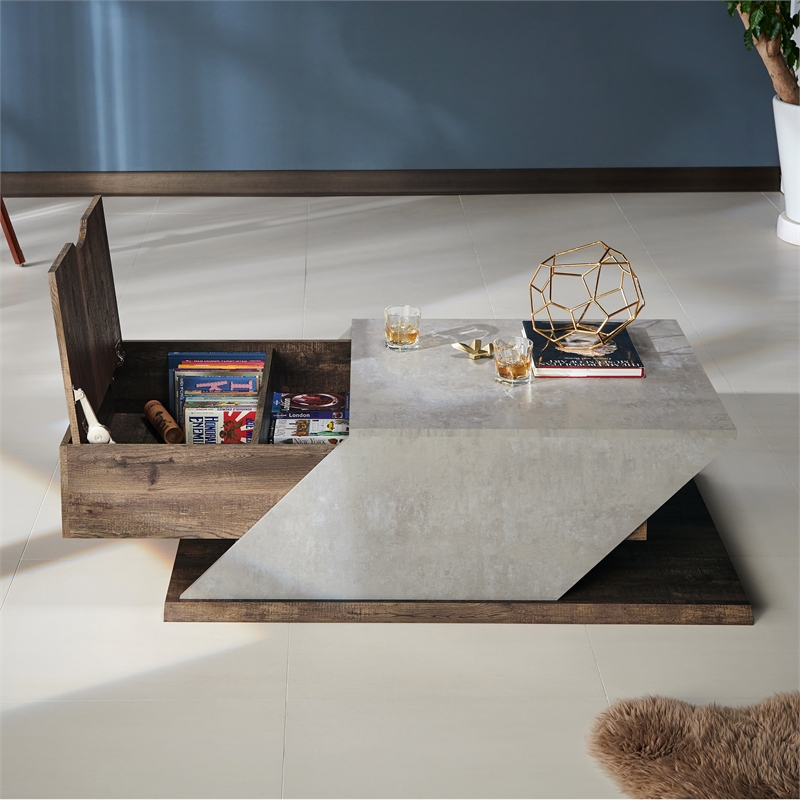 Furniture of America Menster Modern Wood Storage Coffee Table in Reclaimed Oak