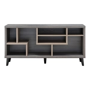 Furniture of America Nahmene Mid-Century Wood 7-Shelf TV Stand in Gray