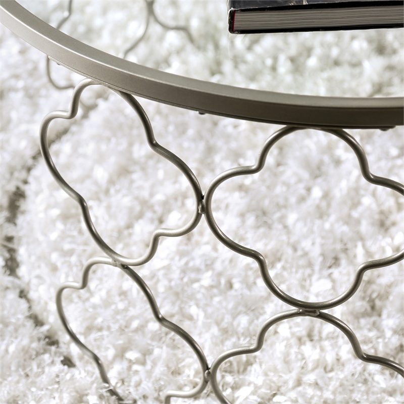 Furniture of America Nellie Transitional Metal End Table in Champagne Gold
