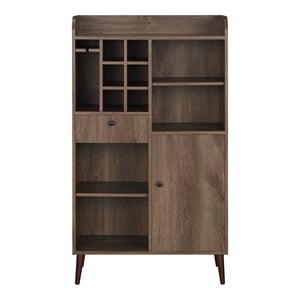 Furniture of America Alzon Wood Multi-Storage Wine Rack in Distressed Walnut