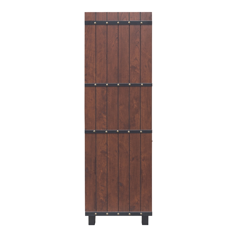 Furniture of America Glamdon Farmhouse Wood 4-Bottle Wine Rack in Vintage Walnut