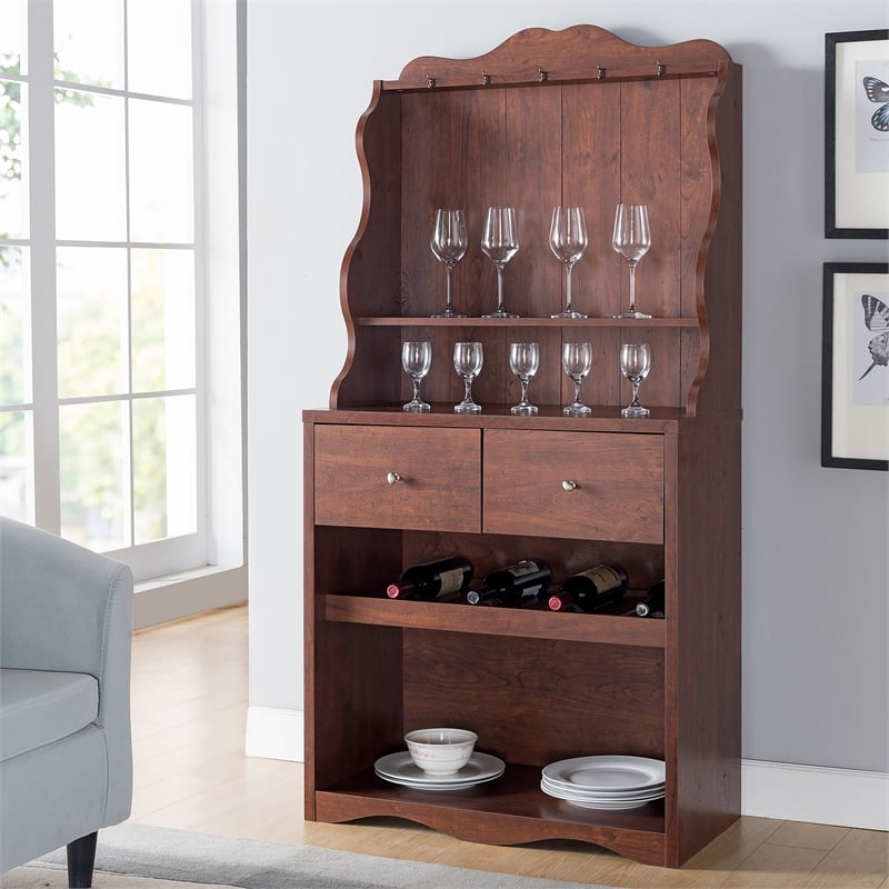 Furniture of America Hazleton Wood Multi-Storage Baker Rack in Vintage Walnut