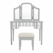 Furniture of America Aleana Contemporary Wood 3-Piece Vanity Set in Silver