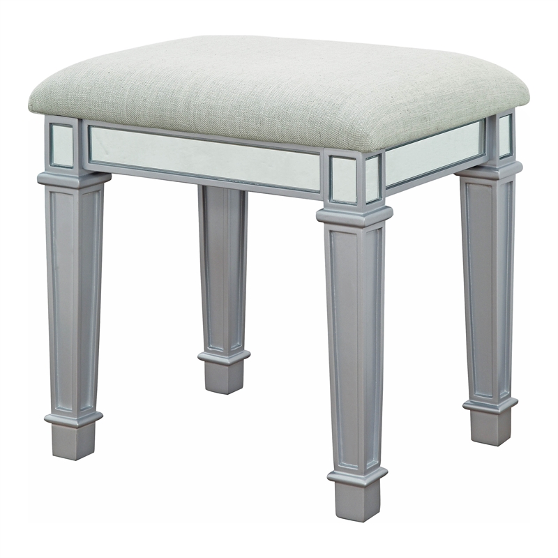 Furniture of America Aleana Contemporary Wood 3-Piece Vanity Set in Silver