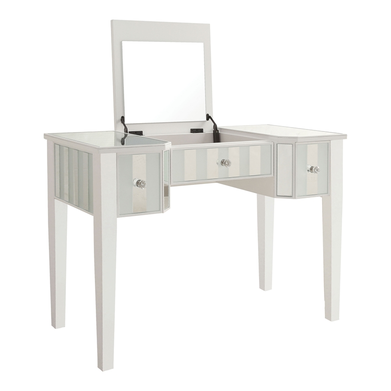 Furniture of America Modaz Wood Flip-Top 3-Piece Vanity Set in White