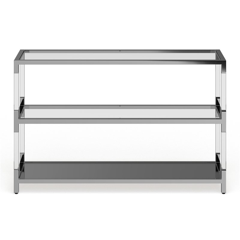 Furniture of America Jask Contemporary Glass 2-Shelf Sofa Table in Chrome