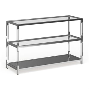Furniture of America Jask Contemporary Glass 2-Shelf Sofa Table in Chrome