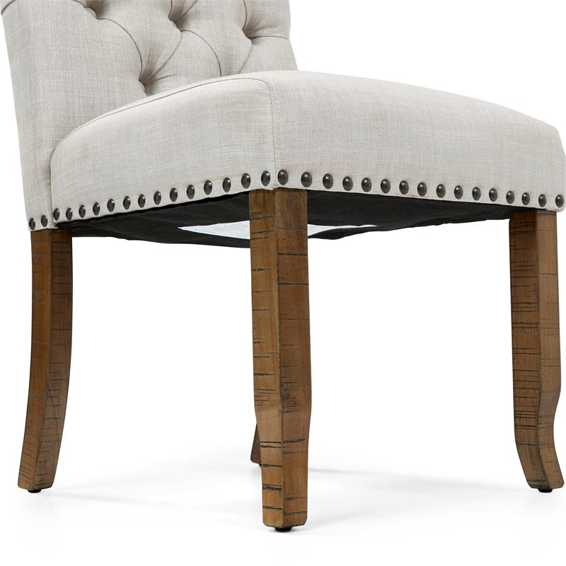 Furniture of America Liston Fabric Tufted Dining Chair in Ivory (Set of 2)