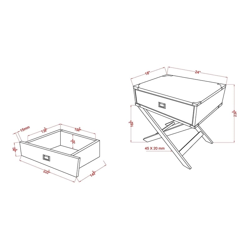 Furniture of America Nenol Contemporary Wood X-Shape Legs End Table in White