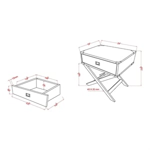 Furniture of America Nenol Contemporary Wood X-Shape Legs End Table in White
