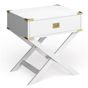 Furniture of America Nenol Contemporary Wood X-Shape Legs End Table in White