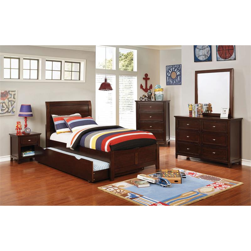 Furniture of America Gamora Wood Dresser with Mirror in Brown Cherry