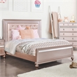 Furniture of America Appell Solid Wood Tufted Queen Panel Bed in Rose Gold