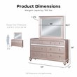 Furniture of America Appell Solid Wood 2-Piece Dresser and Mirror in Rose Gold