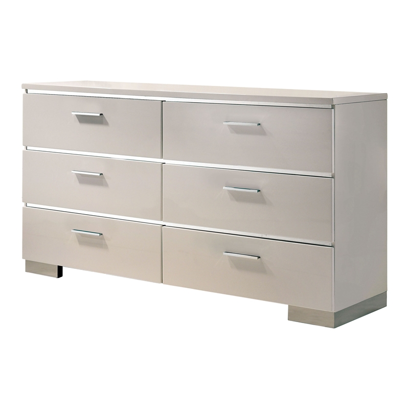 Furniture of America Quaker Contemporary Wood Dresser and Mirror in White