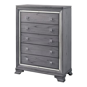 Furniture of America Hariston Contemporary Wood 5-Drawer Chest in Light Gray
