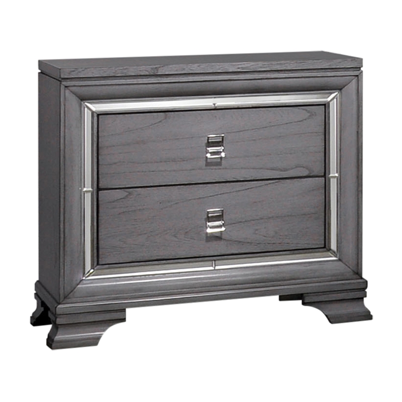 Furniture of America Hariston Solid Wood 2-Drawer Nightstand in Light Gray