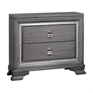 Furniture of America Hariston Solid Wood 2-Drawer Nightstand in Light Gray