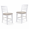 Furniture of America Mandelin Rustic Fabric Padded Pub Chair in White (Set of 2)