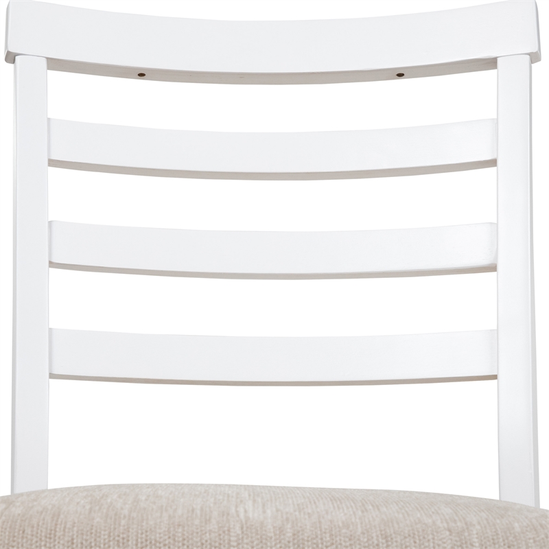 Furniture of America Mandelin Rustic Fabric Padded Pub Chair in White (Set of 2)